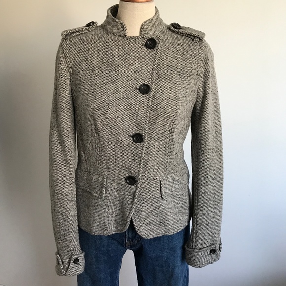 Gap - Grey Tweed Fitted Button up Jacket - Picture 5 of 10